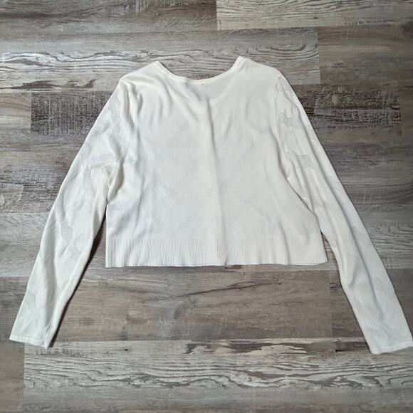 Jason Wu White Textured Knit Cardigan Sweater Large Minimalist QVC - Picture 2 of 5